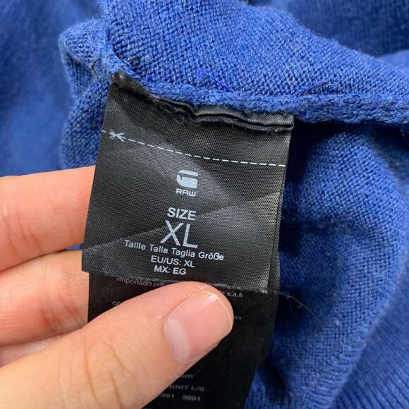 G-Star Raw Sweater Mens Extra Large Regatta Blue Berlow V Neck Knit Long Sleeve - Picture 11 of 15